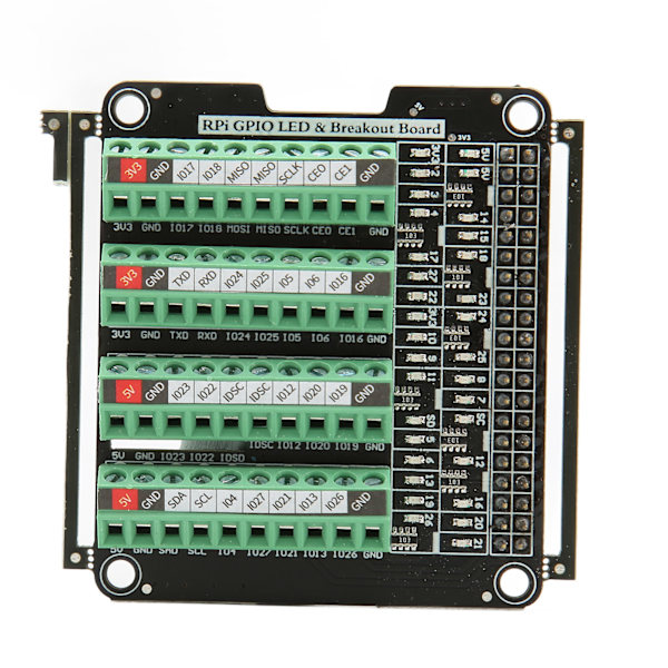 Terminalblock Breakout Board LED-lampa 3.3V 3A Terminalblockmodul för RPi A+3A+B+2B 3B 3B+4B