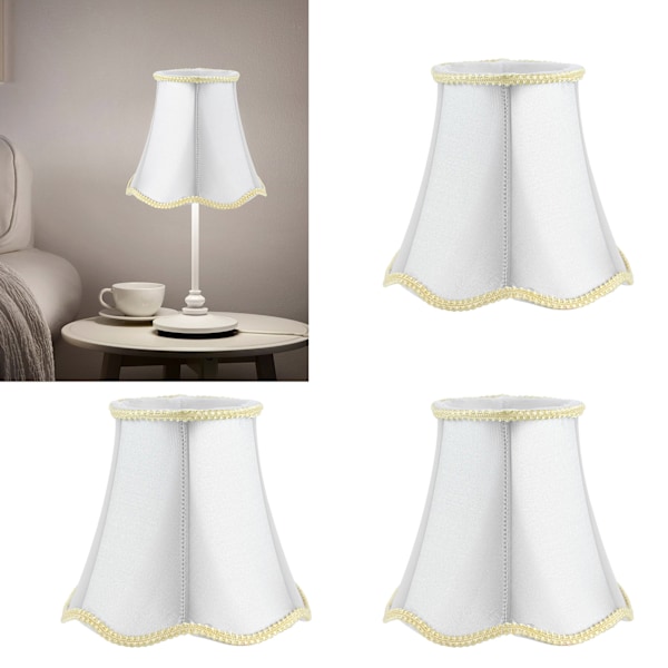 3 stk. ClipOn Lampskærme Moderne Stof E14 Lysestager Lampe Skærm Hotel Dekoration Sølv