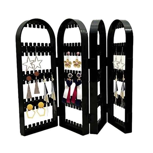 240 hål hopfällbar akrylörhängehållare, smyckeshängare arrangör, halsbandshållare 3 vik dubbelsidig stativ örhänge display