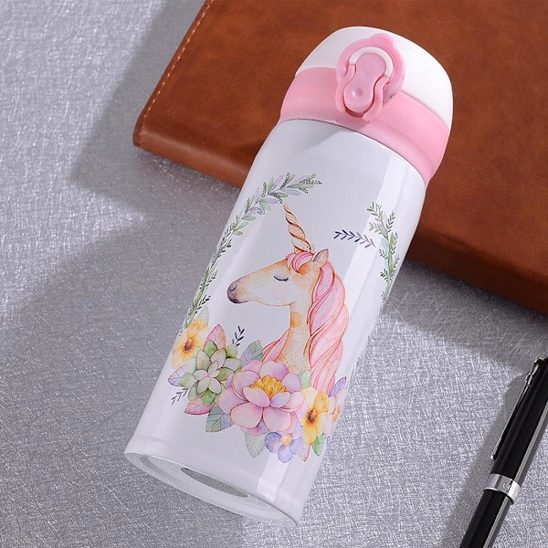 Vattenflaskor 500ml Kapacitet Drickvatten Cartoon Unicorn Rostfritt Stål Vakuumflaskor Vattenflaska Barnpresent