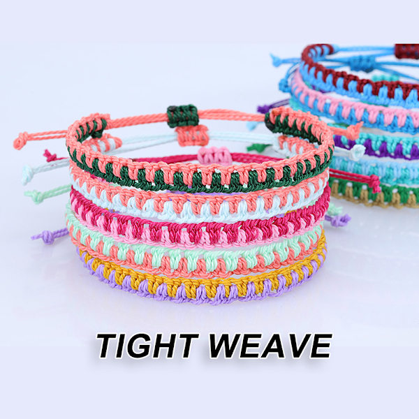 2 st Tvåfärgad vävd handrep Armband för kvinnor män pojkar flickor, justerbart vävt rep Armband