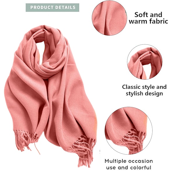 Vinter tørklæder til kvinder Pashmina Shawl Wraps til aftenkjoler Store varme bløde tørklæder, 66cm * 180cm