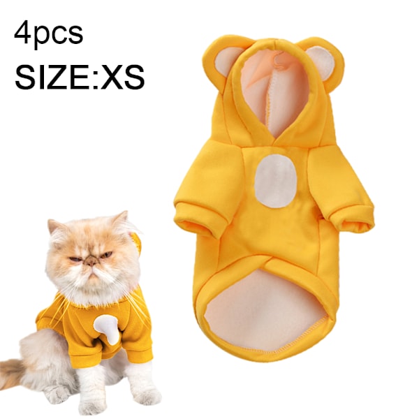 4 talviset lemmikkieläinten pyjama, piirretty karhun korvat, koiran vaatteet