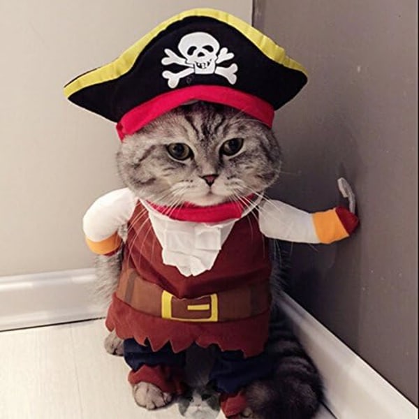 Ny rolig husdjurskläder pirat hund katt kostym dräkt Corsair klä upp festkläder kläder för katt hund plus hatt
