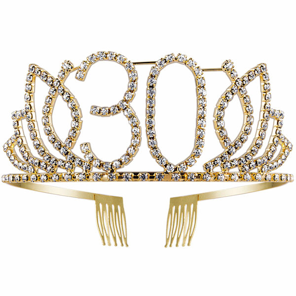 Kronfödelsedag Tiara med Hårkam Kristall Rhinestone Födelsedagspresent År för Kvinnor (Guld)