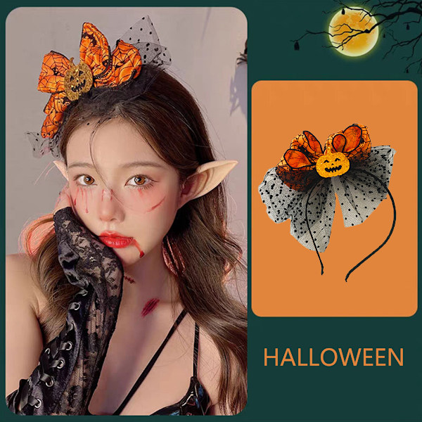 Halloween Pandebånd med Græskar-Sløjfe Design - Hårbånd til Halloweenfest