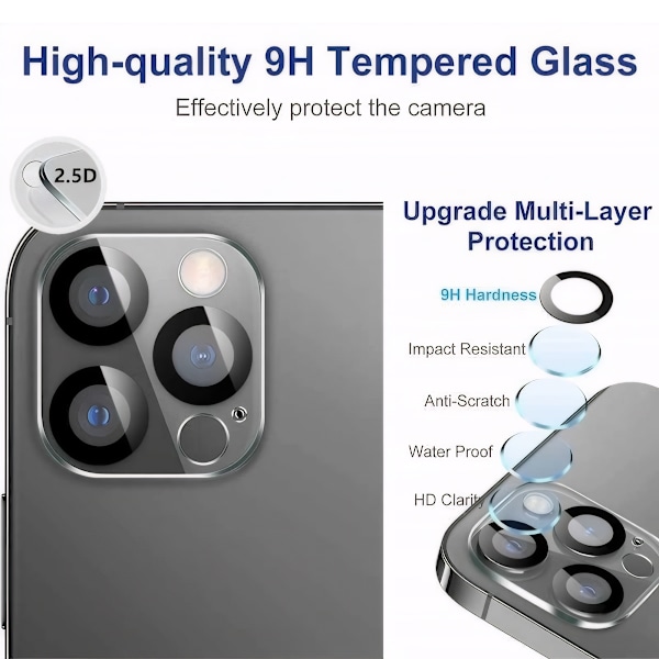 2-PACK iPhone 14 Pro Max / 14 Pro Kameran suojus Läpinäkyvä
