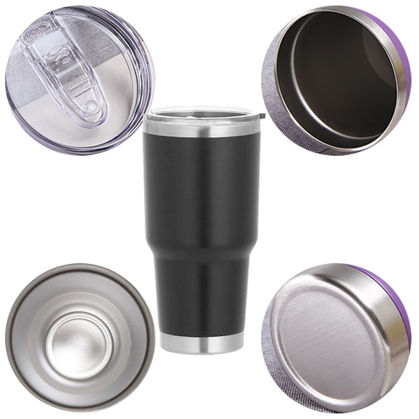 Thermos Termosmugg i Rostfritt Stål, Resemugg för Kaffe, Isolerad Kaffekopp med Vikbart Lock