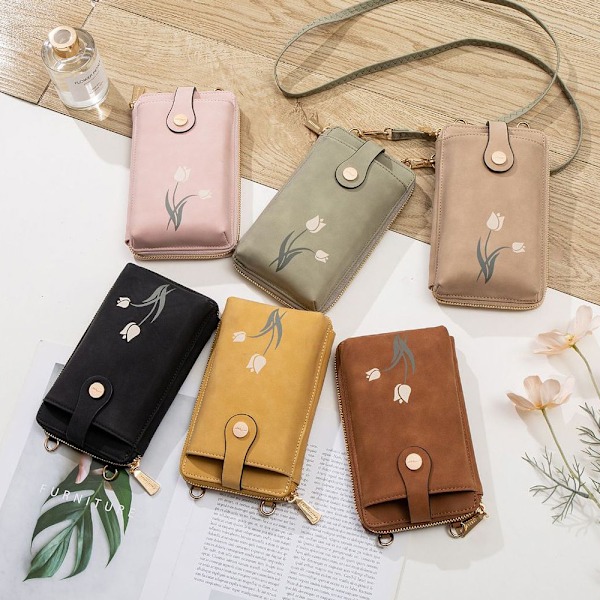 Trykt glidelås spenne casual kvinners skulderveske vertikal crossbody bag