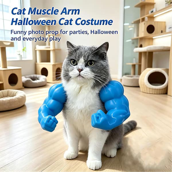 Cat Hulk Arm 3D-printed Cat Dog Decoration - Creative Funny Kawaii Home Decor blue
