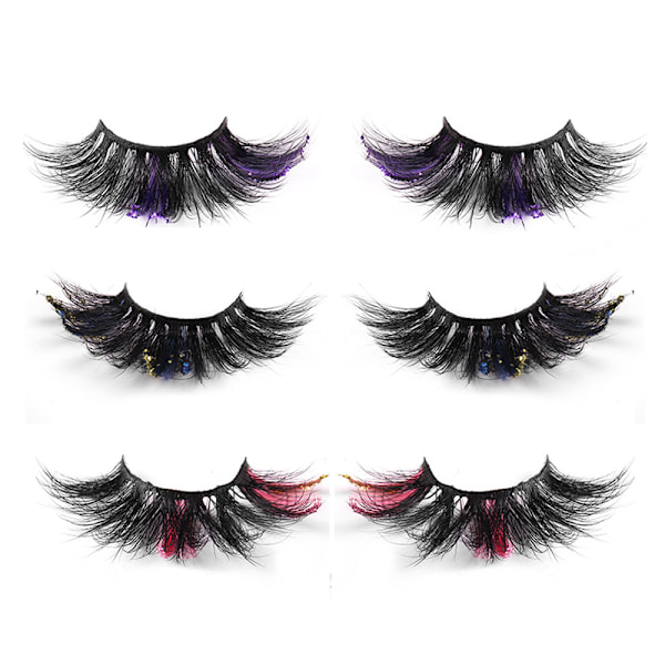 Glamnetic Ögonfransar, Fransar med Färg, Minkfransar, Ögonfransar för Makeup Fransförlängningar - 3 Par