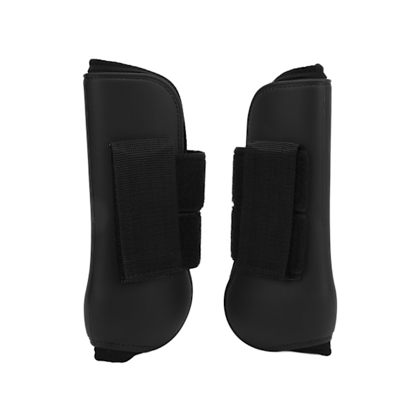 2 st. Häst Senor Boots Set Mjukt Halkskyddande Dämpande PU-Skal Senor Skydd Boots för Hästar Svart Fram Ben L