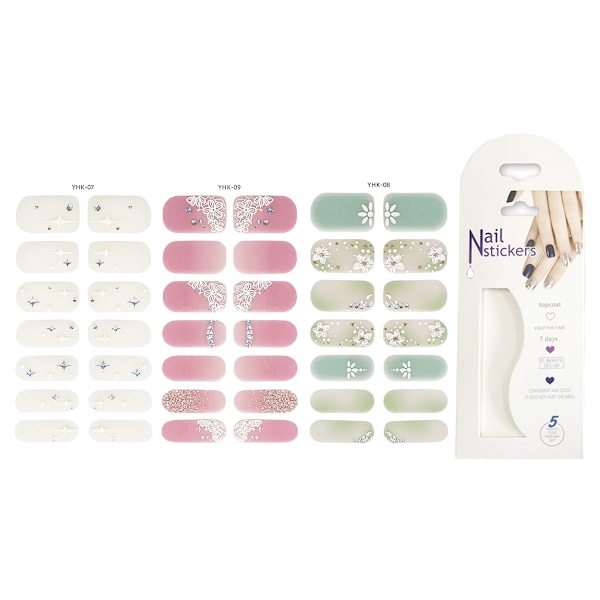 3-pack nagelklistermärken, nagellackremsor, glittrande självhäftande DIY-dekalklistermärken