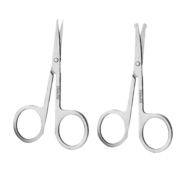 2 stk Små Saks, Komfortable Greb, Ansigtshårplejesæt, Øjenbryn, Næsehår Trimming Kit