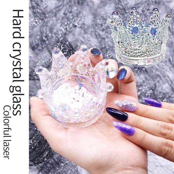 Nail Art pan,Dappen Dish 2 i 1 Glasskål för Nagel Akryl flytande pulver–Nagelkristallskål/Glas Naglar Cup/Naglar Pennhållare, Crown Nails Glass