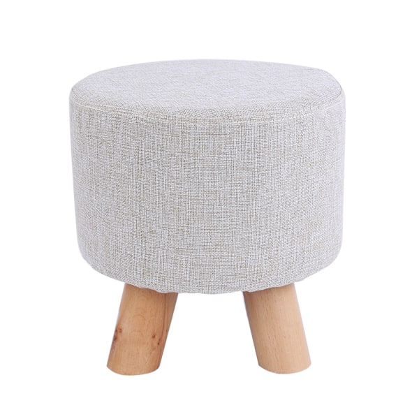 Pyöreä Ottoman-jakkara Pieni Puinen Pehmeä Lepojakkara Istuin (Beige)