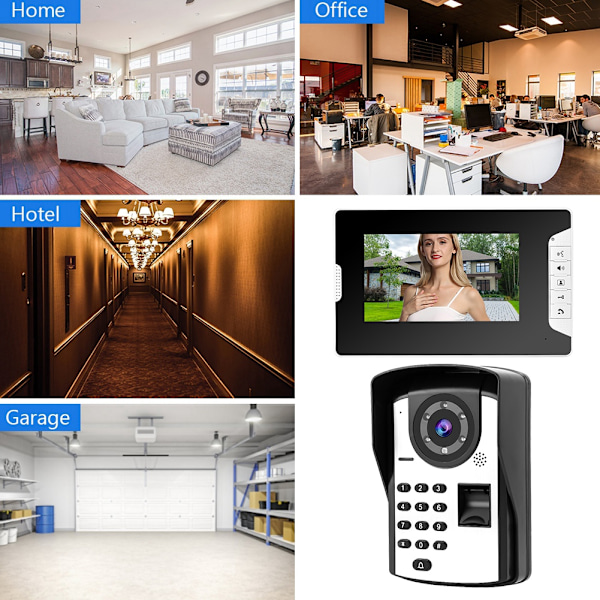7 tum LCD IP Fingeravtryckslösenord Fjärrkontroll IR Video Smart Dörrklocka Monitor Intercom (EU-kontakt)