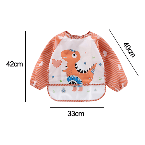 3-pack Baby Long Sleeve Vattentät Babysallad Full Coverage Förkläde Smock med Fickor 9-36 Månader