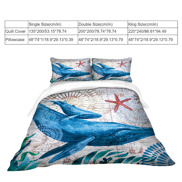3D-tryckt Mjukt Täcke Set Polyester Sängkläder Set (King Size 3-delar)