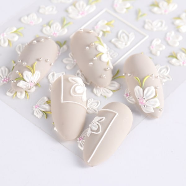 5D Nagelsticker Dekaler, Självhäftande Nagelkonsttillbehör DIY Nageldekaler Nageldekorationer för Kvinnor Flickor