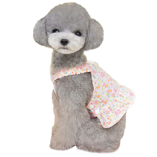 Søde Hundekjoler, Blomsterprint Hvalpekjoler Tøj til Små Hunde Katte (Pink)