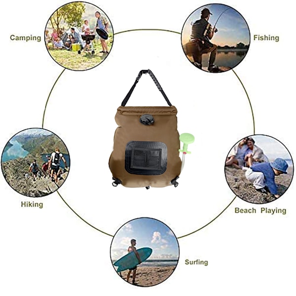 Solarduschväska Camo 20L Campingbad Vikbar Vattenväska PVC Bärbar Badväska Vattenförvaringsväska