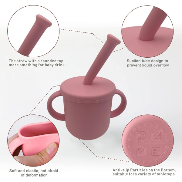 Silikonkopper for selvstendig drikking for baby og småbarn, baby-ledet avvenning, myk åpen kopp for baby