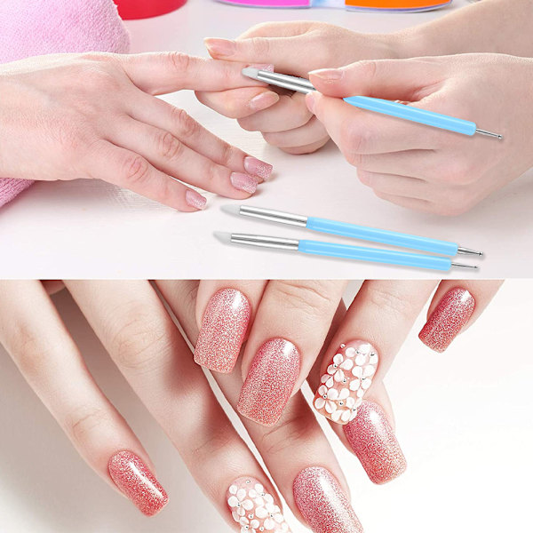 5-pack Nagelkonst Dotting Verktyg Penna Dubbelhuvud Carving Penna Nagel Silikon Borstar Set