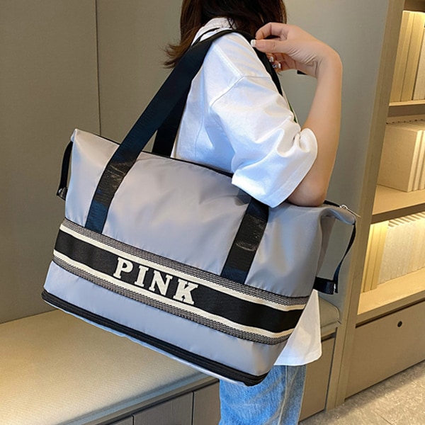 Resväska, Weekendväska, Vattentät Duffel Gym Väska, Weekend Handbag Overnight Väskor för Kvinnor med Trolley Sleeve Wet Pocket, Resväska Duffel Väskor