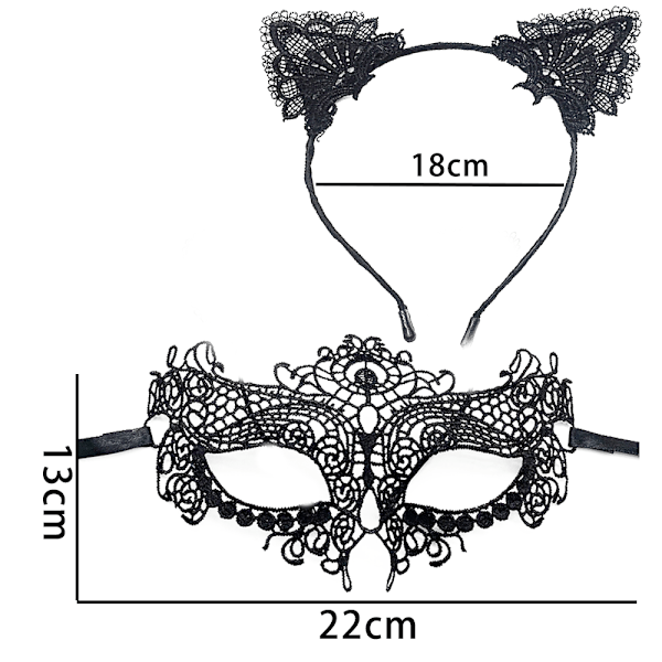 Mode Hårband med Kattungeöron Spets Ögonmask Kostym Par Romantisk Sexy Ögonmask Maskerad Mask Hår Elastisk Hoop