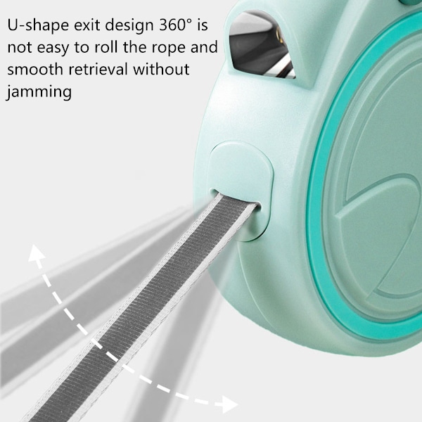 Inntrekkbar Hundeleie med LED-lommelykt, 360° Tanglefri Lang Leie med Poop Bag Dispenser (Grønn)