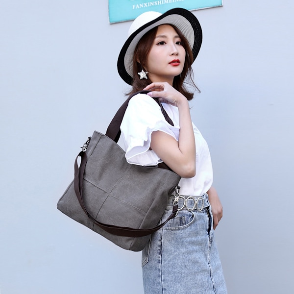 Handväskor, Canvas Crossbody Väskor för kvinnor Mode Crossover Plånbok Bomulls Axelväska