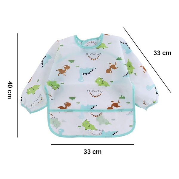 2 stk. Langærmede Sutteforklæder | Baby Vandtætte Sutteforklæder med Lomme | Toddler Sutteforklæde med Ærmer og Krumbesamler | Plet- og Lugtresistent