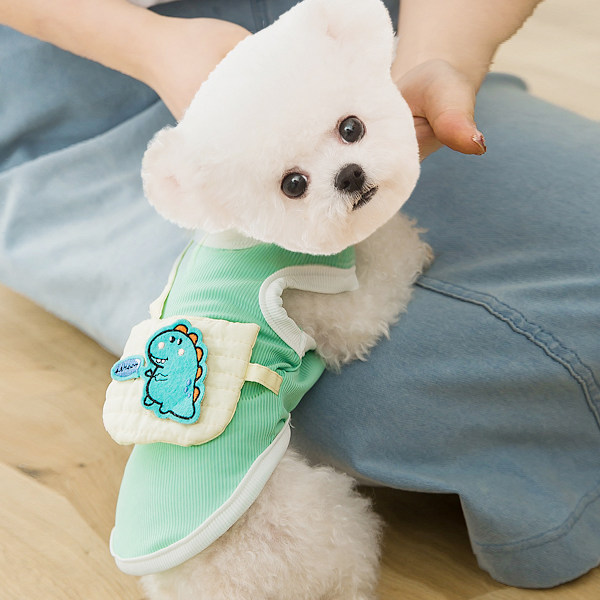 Hundtröjor för små hundar söta dinosaurie valp katt T-shirts lätta mjuka bomull sommar husdjur väst kläder Chihuahua Yorkshire pudel Satchel Top