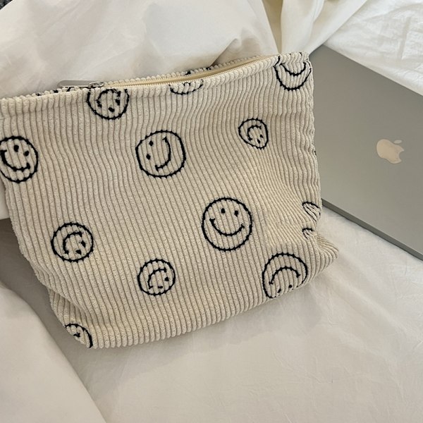 Sminkväska med prickar, Retro Smiley Förvaring Toalettväska