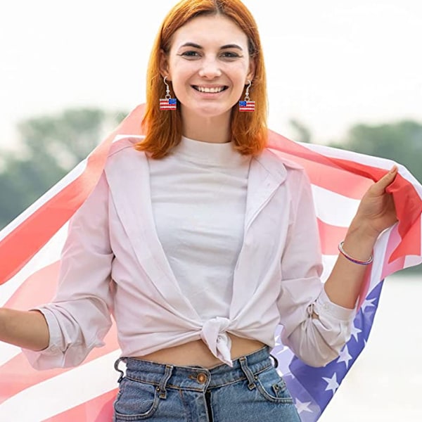 USA Amerikansk Flag Armbånd og Øreringe til Kvinder, Rød Blå