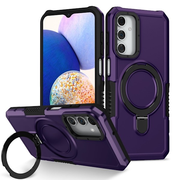 Samsung A15 5G, Hybrid Case, Metal Ring, Mörklila