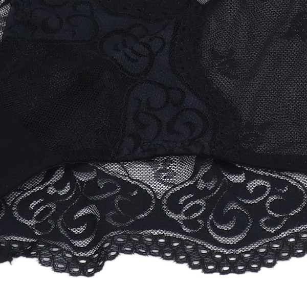Dame Lace Lingeri Sæt - Modeblomstret Blødt Åndbart BH & Trusse Sæt til Hjemmet, Soveværelset, Lingeri Party - Sort 80C