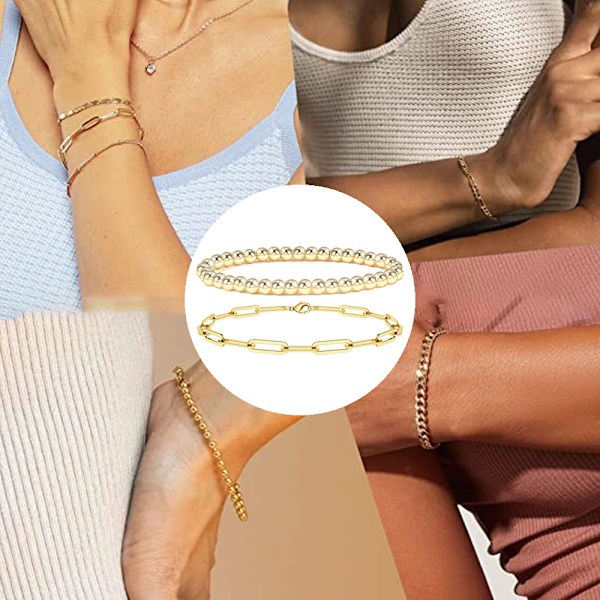 Pläterade armband för kvinnor Elastiskt stretch armband Trendigt