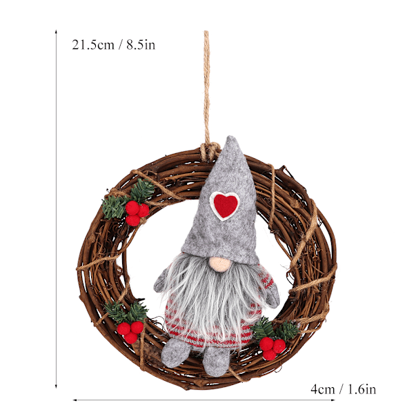 Julepynt Hjemmefest Julenissen Krans Dekorasjon Juler Ornament Vindu Prop Grå