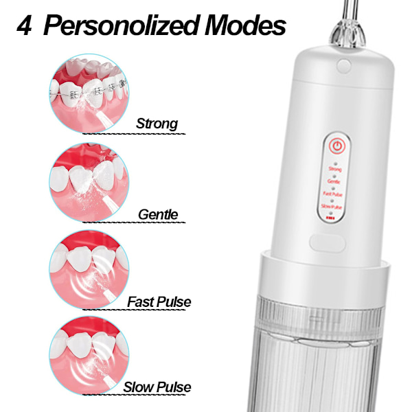 Vattenflossare för tänder, Oral Irrigator, Bärbar och Uppladdningsbar för Hem & Resa