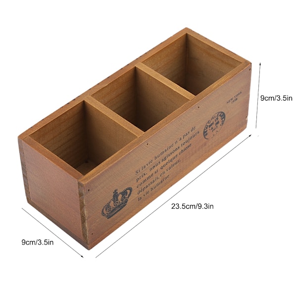 Træ 3 Rister Sukkulente Plante Blomsterpotte Box Haveplante Dekoration (Retro Stil)