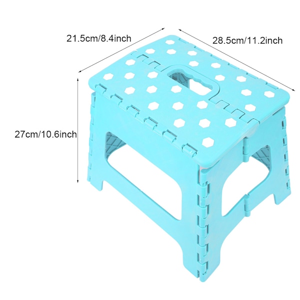 Tjock Plast Bärbar Polka Dot Vikbar Pall Plast Pall 28.5*21.5*27cm（Blå）