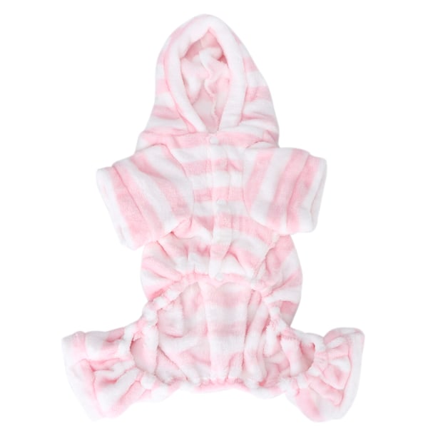 Coral Fleece Rosa Randig Höst Vinter Fyra Ben Djur Huvtröjor Kläder Varma Pyjamas Kläder för Hundar Katter