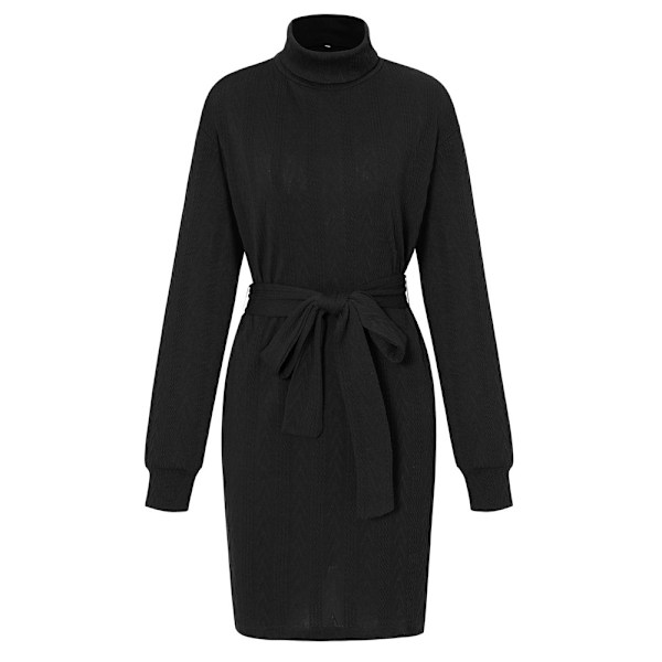 Strikket Kjole for Kvinner Ribbet Strikket Fitted Midi Sexy Høst Vinter Bodycon Kåpe Hals Kjole