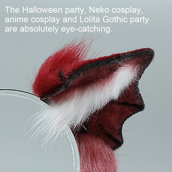 Plush Fluffy Devil Bat Ørehodeband Dyre Halloween Jul Kostyme Tilbehør