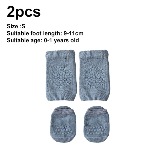2 Par Babykryp-Knäskydd och Anti-Halk Bebisstrumpor Set Unisex
