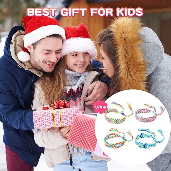 Vävda vänskapsarmband med skjutande knutstängning för kvinnor, flickor, män – Justerbar (4-pack)