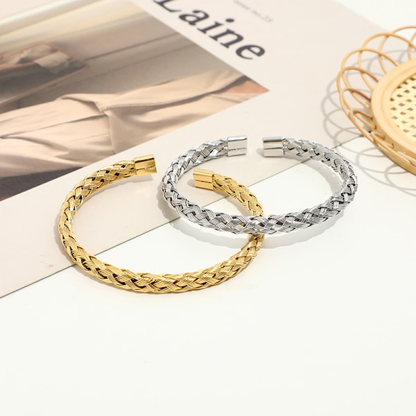 Manschettarmband, armbandskedja för kvinnor Unik vävd vete Födelsedagspresenter