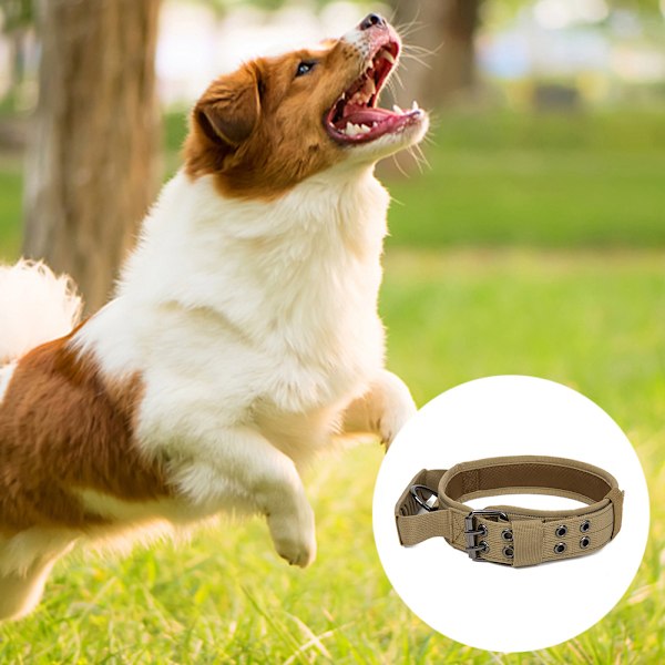 Taktisk hundhalsband, reflexlapp, justerbart militärt hundhalsband, tungt spänne med kontrollhandtag,